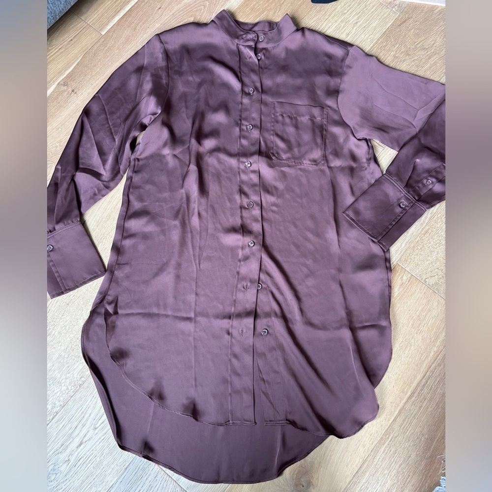 H&M long silky shirt dress
